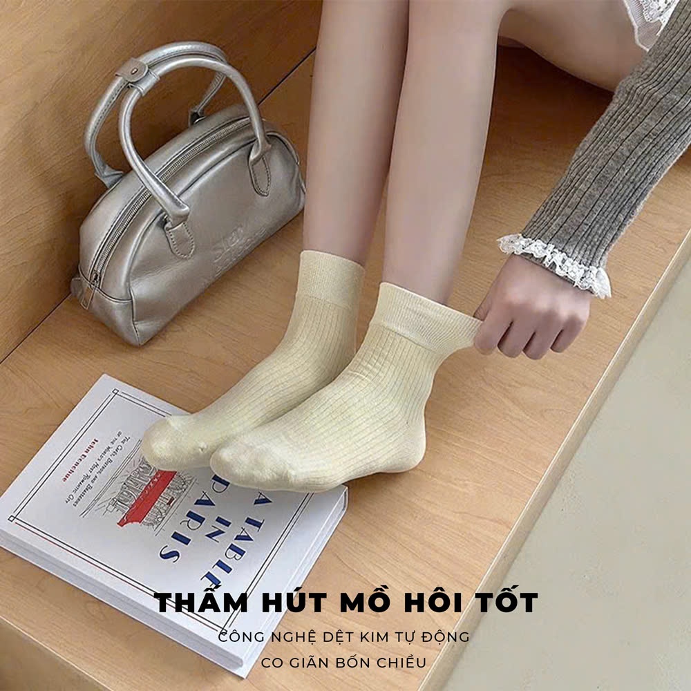 Tất vớ nam nữ cổ lửng 5 tone màu Hàn Quốc dễ phối đồ, chất liệu mềm mại thoáng khí - Ekiu Shop