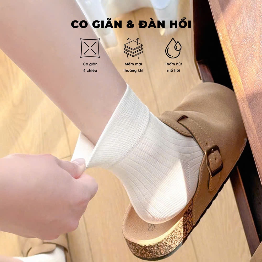 Tất vớ nam nữ cổ lửng 5 tone màu Hàn Quốc dễ phối đồ, chất liệu mềm mại thoáng khí - Ekiu Shop
