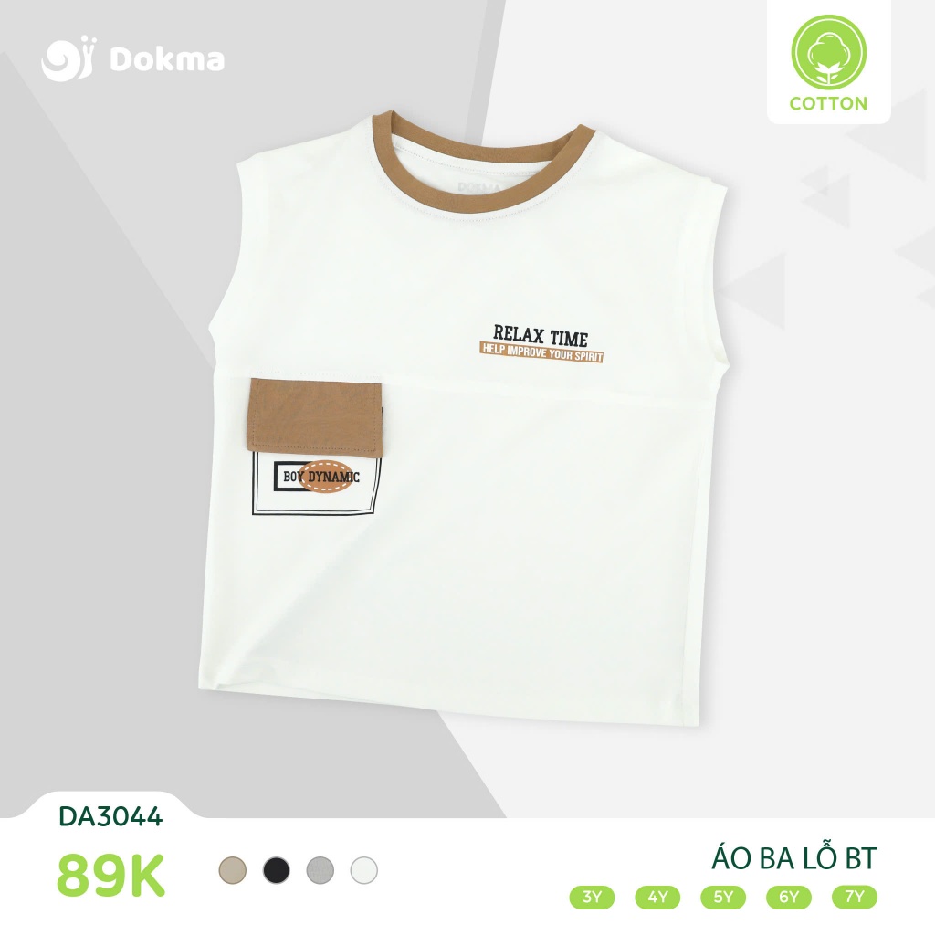 (11-22kg, 2-7Y) Áo ba lỗ, sát nách bé trai Dokma DA2218 DA2661 DA3043 DA3044 DA1347