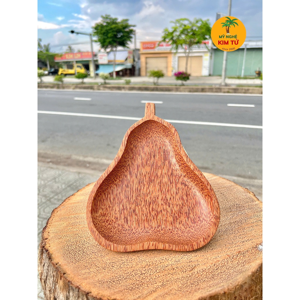Dĩa Gỗ Dừa Nguyên Khối Hình Quả Mận Đựng Trái Cây, Bánh Kẹo, Decor Bàn Tiệc, Quà Tặng Cao Cấp Đậm Chất Miền Tây - KIM TỨ