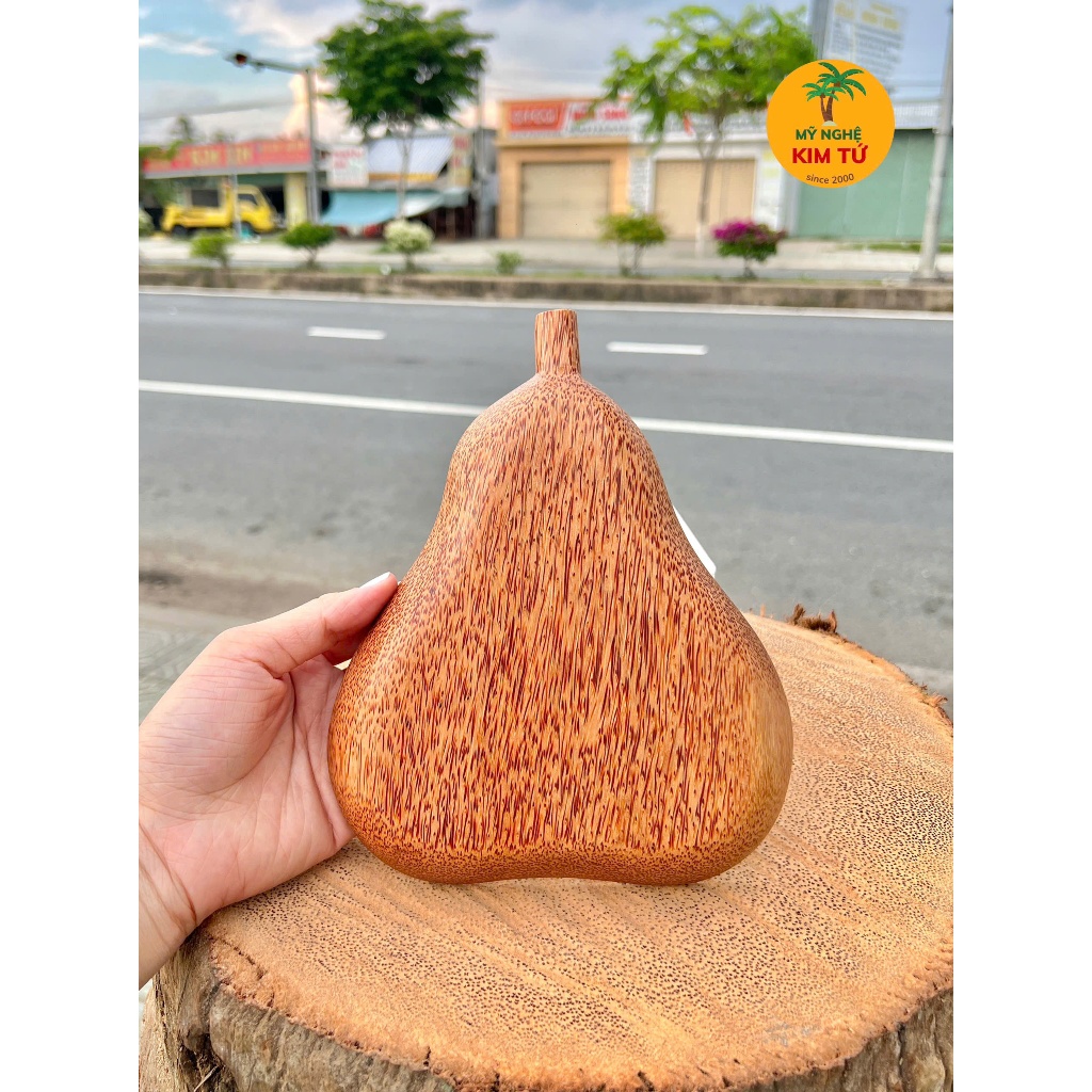Dĩa Gỗ Dừa Nguyên Khối Hình Quả Mận Đựng Trái Cây, Bánh Kẹo, Decor Bàn Tiệc, Quà Tặng Cao Cấp Đậm Chất Miền Tây - KIM TỨ