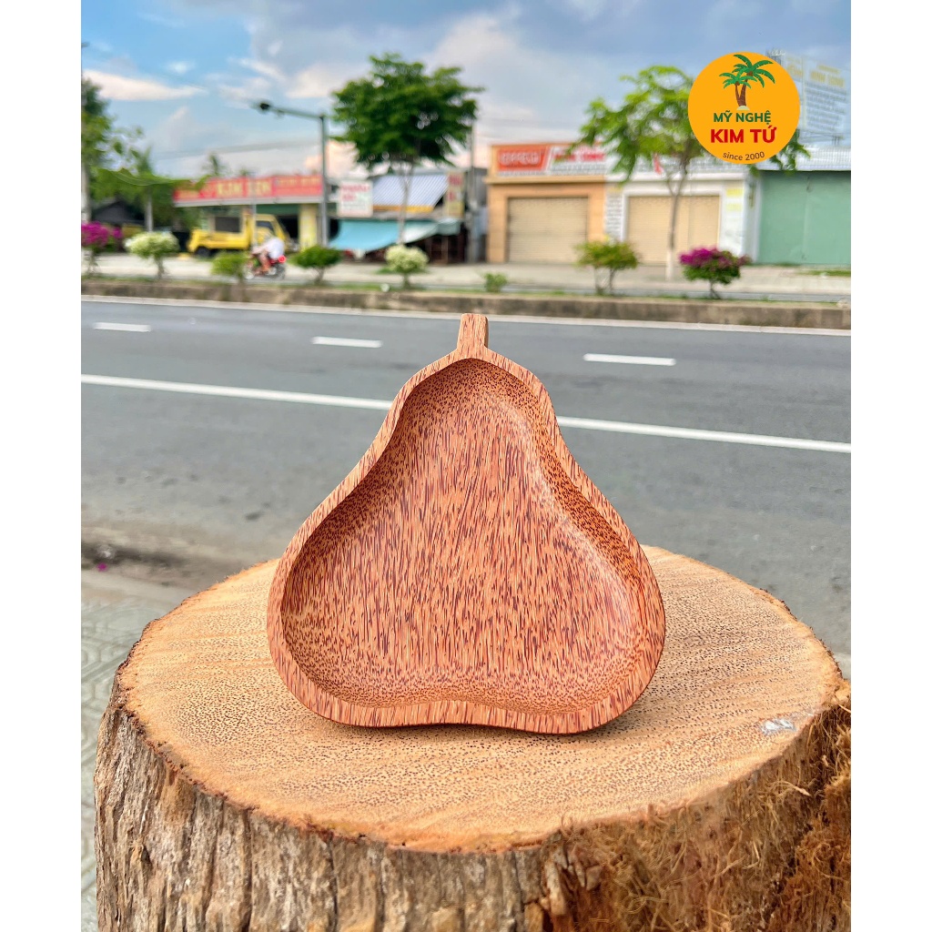 Dĩa Gỗ Dừa Nguyên Khối Hình Quả Mận Đựng Trái Cây, Bánh Kẹo, Decor Bàn Tiệc, Quà Tặng Cao Cấp Đậm Chất Miền Tây - KIM TỨ