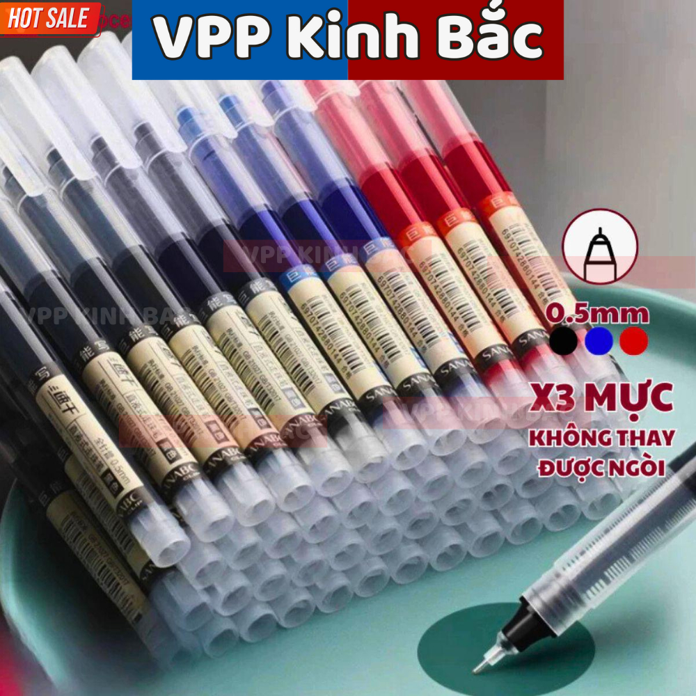 Combo 20 bút gel G03 mực nước ống lớn văn phòng phẩm ngòi 0.5mm 3 màu, xanh, đen, đỏ