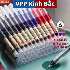 Combo 50 bút gel ngòi kim G03 bút nước, ống mực 0.5mm 3 màu đen xanh đỏ viết mực đẹp nét đều văn phòng phẩm