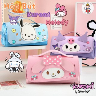 Hộp Đựng Bút Hình Kuromi / Melody / Pochaco - Hộp Bút Nhiều Ngăn Chất Liệu Da Cao Cấp Cho Bé Đựng Bút , Đựng Thước
