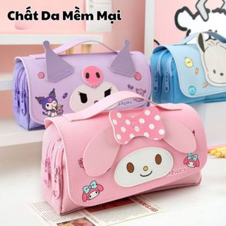 Hộp Đựng Bút Hình Kuromi / Melody / Pochaco - Hộp Bút Nhiều Ngăn Chất Liệu Da Cao Cấp Cho Bé Đựng Bút , Đựng Thước