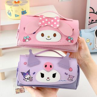 Hộp Đựng Bút Hình Kuromi / Melody / Pochaco - Hộp Bút Nhiều Ngăn Chất Liệu Da Cao Cấp Cho Bé Đựng Bút , Đựng Thước