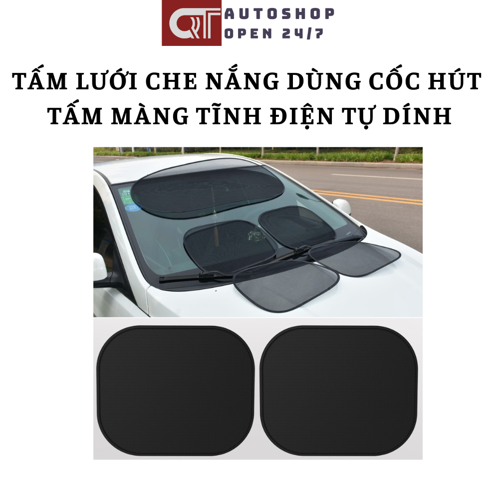 Tấm che nắng ô tô dạng lưới, tấm chắn nắng ô tô tự dính gấp gọn tiện ...