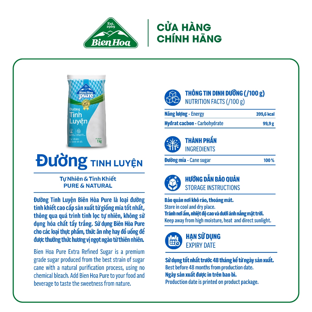 Ảnh Combo 3 Túi Ðường Tinh Luyện Biên Hòa Pure 1kg/túi 2