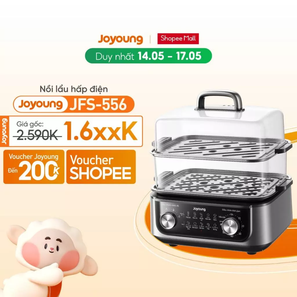 Nồi lẩu hấp đa năng Joyoung JFS-556 | Dung tích 16L | Công suất 1600W