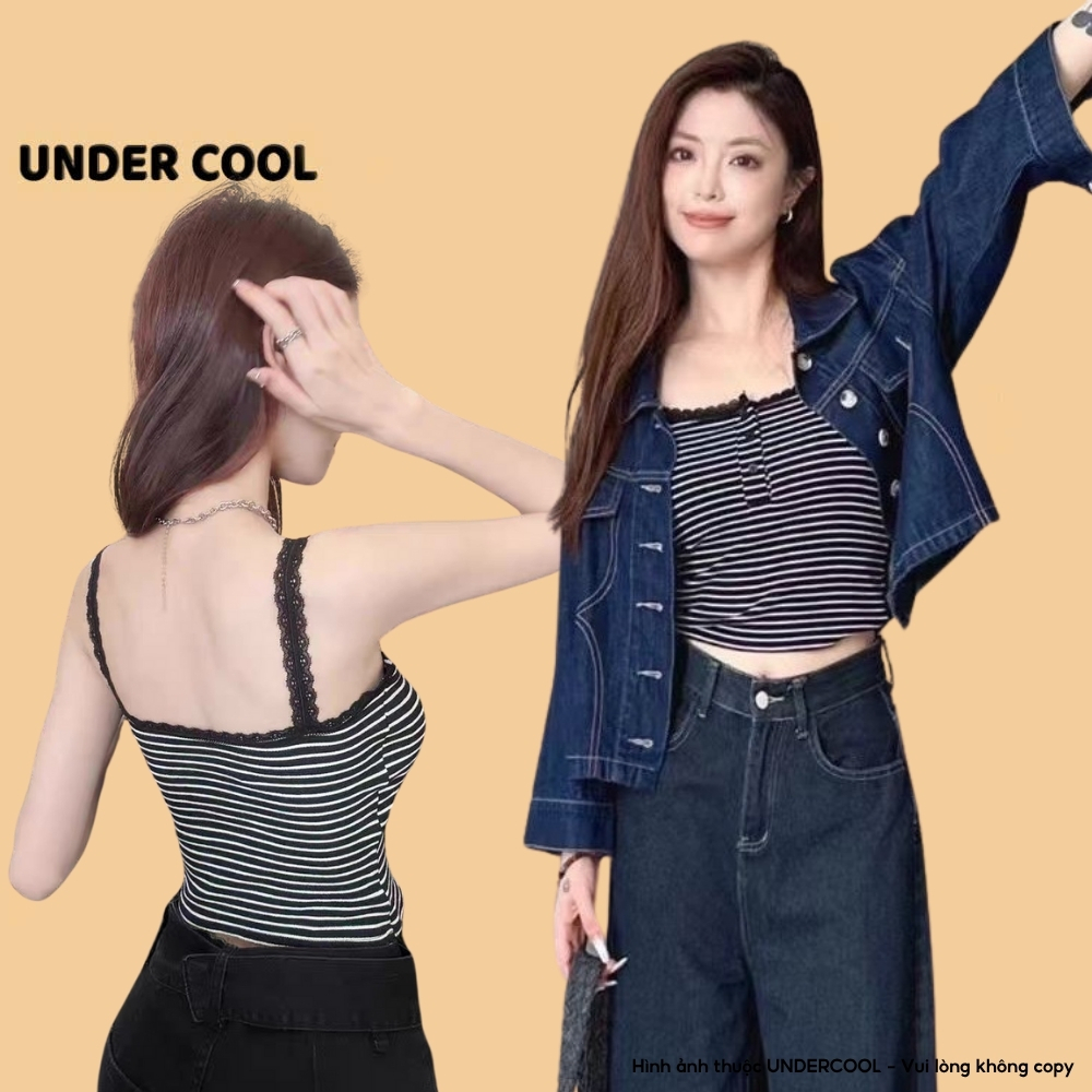 Áo Hai Dây Nữ Dáng Croptop UNDERCOOL Có Viền Ren Xinh Kiểu Dáng Ôm Body Dễ Phối Đồ Cài Nút Mặc Trong&Ngoài Đều Đẹp A2D34