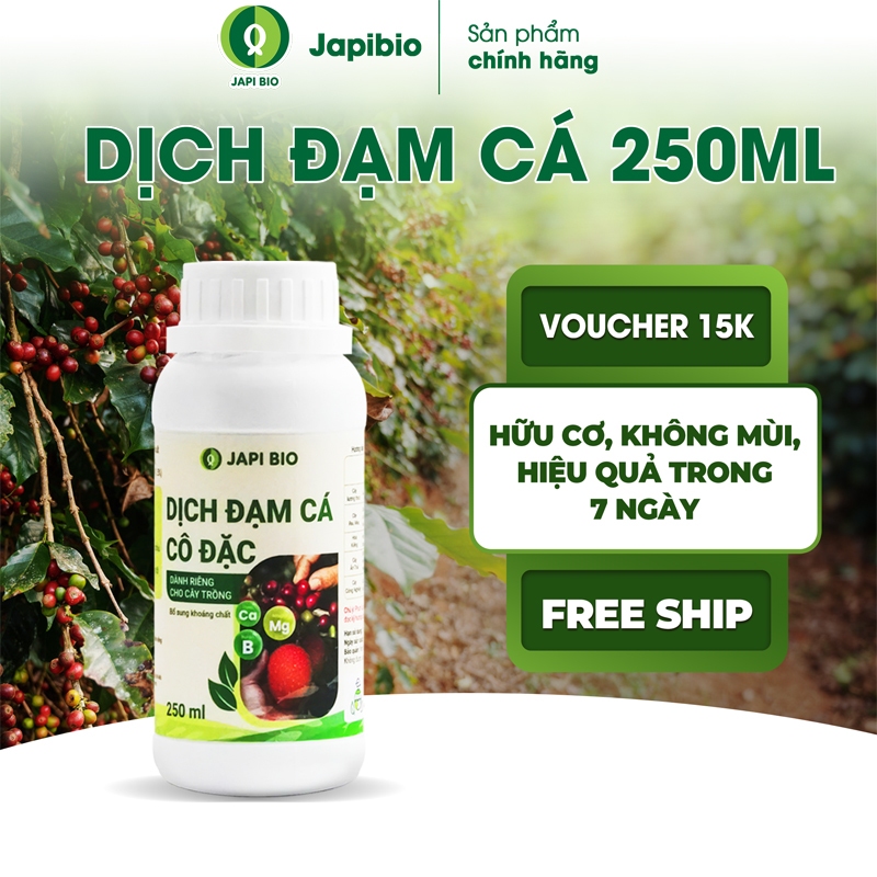 Đạm cá hữu cơ JapiBio 250ml – Không mùi kích rễ bật chồi dưỡng lá dày đậu trái dùng cho rau màu, hoa kiểng, cây ăn quả