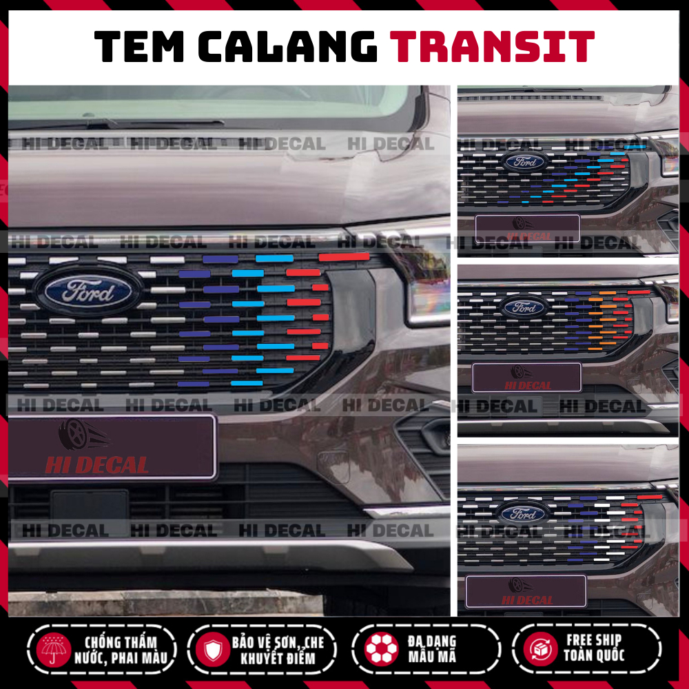Tem calang Transit 2024 - 2025 PQ 3M, decal dán calang Transit trang trí tạo điểm nhấn cho xe