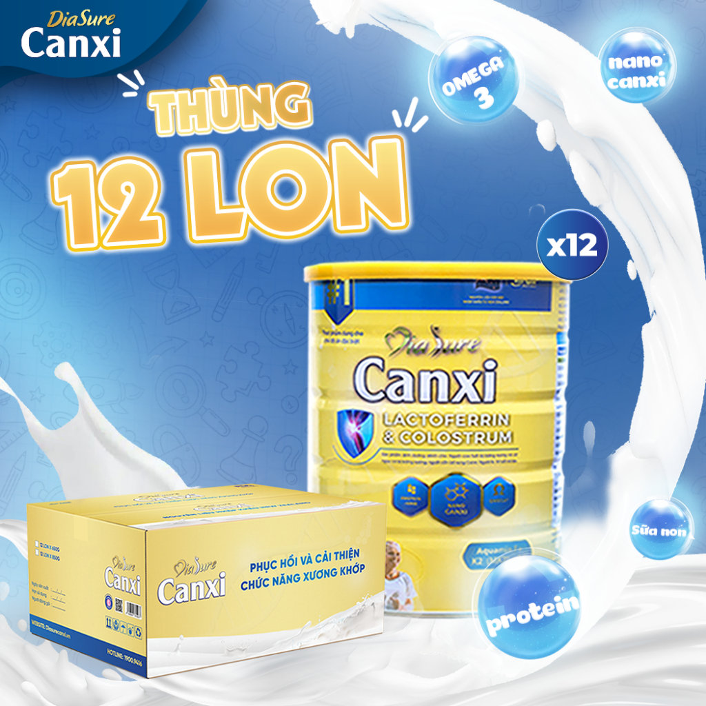 Ảnh Thùng 12 Lon Diasure Canxi 850g, Bổ sung dinh dưỡng, nano canxi phòng chống loãng xương, cải thiện xương khớp 1
