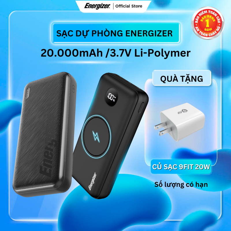 Ảnh Pin sạc dự phòng Energizer 20000mAh/ 3.7V - 3 cổng sạc ra tiện lợi, tích hợp sạc nhanh hai chiều 1
