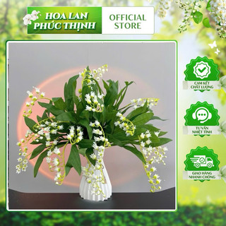 (Tặng Bình) Bình Hoa Giả Để Bàn - 5 Cành Hoa Linh Lan Decor trang trí phòng khách phòng ngủ - Cao 40cm