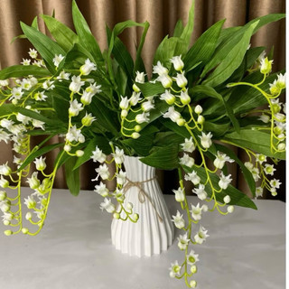 (Tặng Bình) Bình Hoa Giả Để Bàn - 5 Cành Hoa Linh Lan Decor trang trí phòng khách phòng ngủ - Cao 40cm