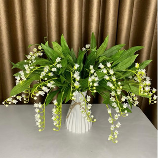 (Tặng Bình) Bình Hoa Giả Để Bàn - 5 Cành Hoa Linh Lan Decor trang trí phòng khách phòng ngủ - Cao 40cm