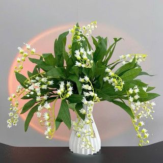 (Tặng Bình) Bình Hoa Giả Để Bàn - 5 Cành Hoa Linh Lan Decor trang trí phòng khách phòng ngủ - Cao 40cm