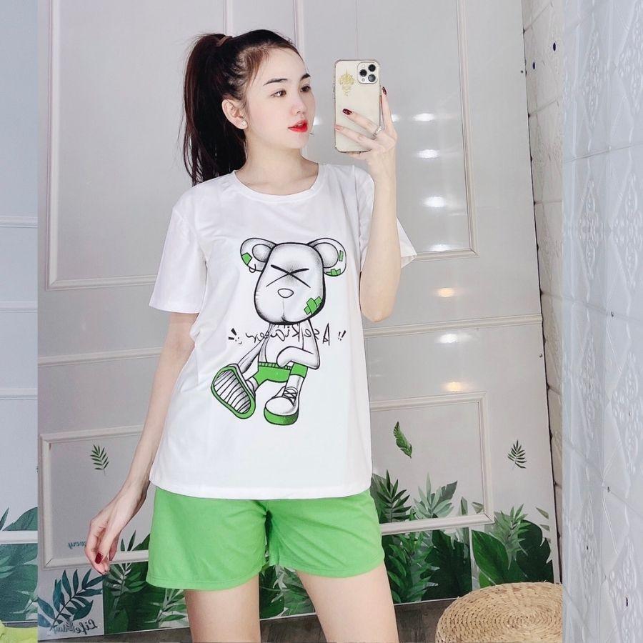 Bộ quần áo nữ mùa hè mặc nhà đẹp dễ thương bigsize đồ ngủ nữ thể thao quần lửng sọc thun cotton đi chơi biển AD14  ESHOP