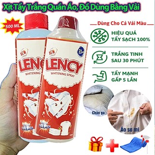 [Tặng Vòi ] Tẩy Trắng Quần Áo LENCY 500ml, Công Nghệ Đức Tẩy Mốc, Ố Vàng, Không Phai Màu - Dùng Cả Vải Trắng, Màu