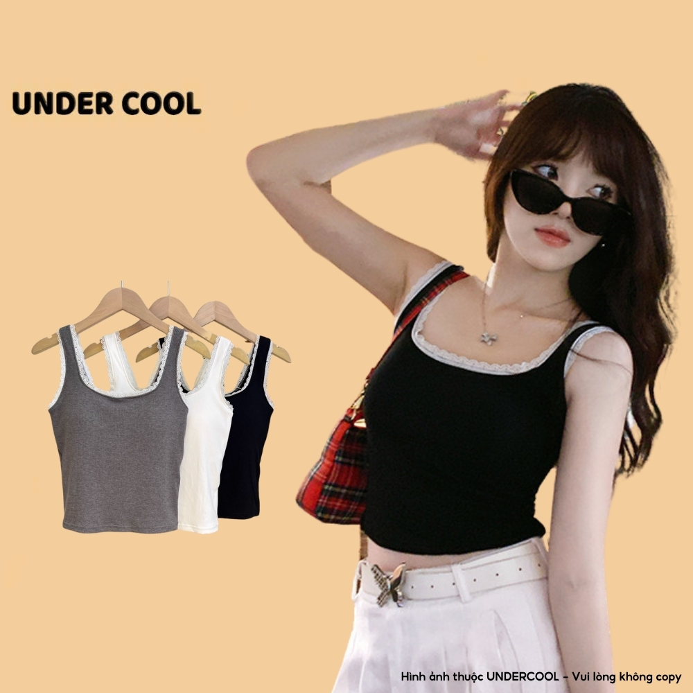 Áo 2 Dây Nữ Tanktop UNDERCOOL Thiết Kế Trẻ Trung Gợi Cảm Quấn Hút Dễ Phối Đồ Ren Viền Dáng Ngắn Thoáng Mát Co Giãn A2D35