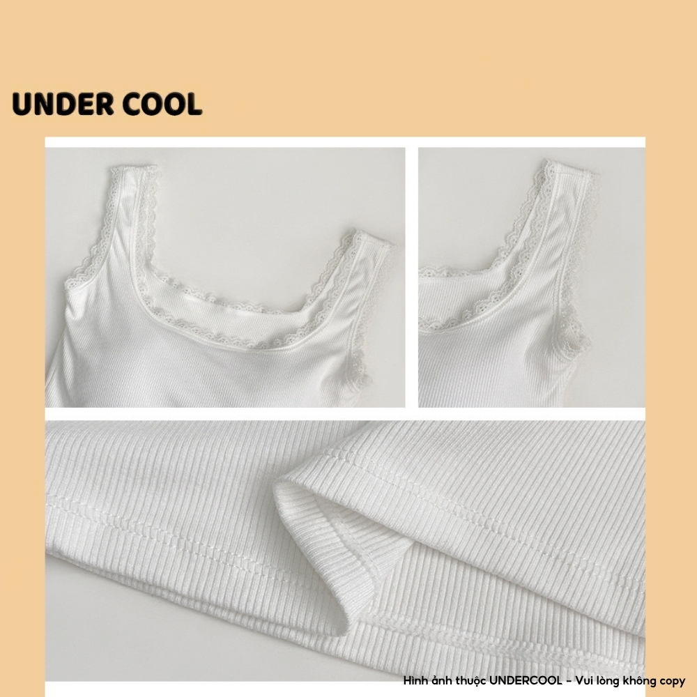 Áo 2 Dây Nữ Tanktop UNDERCOOL Thiết Kế Trẻ Trung Gợi Cảm Quấn Hút Dễ Phối Đồ Ren Viền Dáng Ngắn Thoáng Mát Co Giãn A2D35
