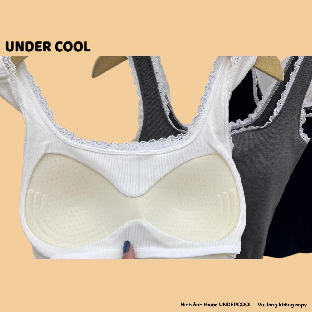 Áo 2 Dây Nữ Tanktop UNDERCOOL Thiết Kế Trẻ Trung Gợi Cảm Quấn Hút Dễ Phối Đồ Ren Viền Dáng Ngắn Thoáng Mát Co Giãn A2D35