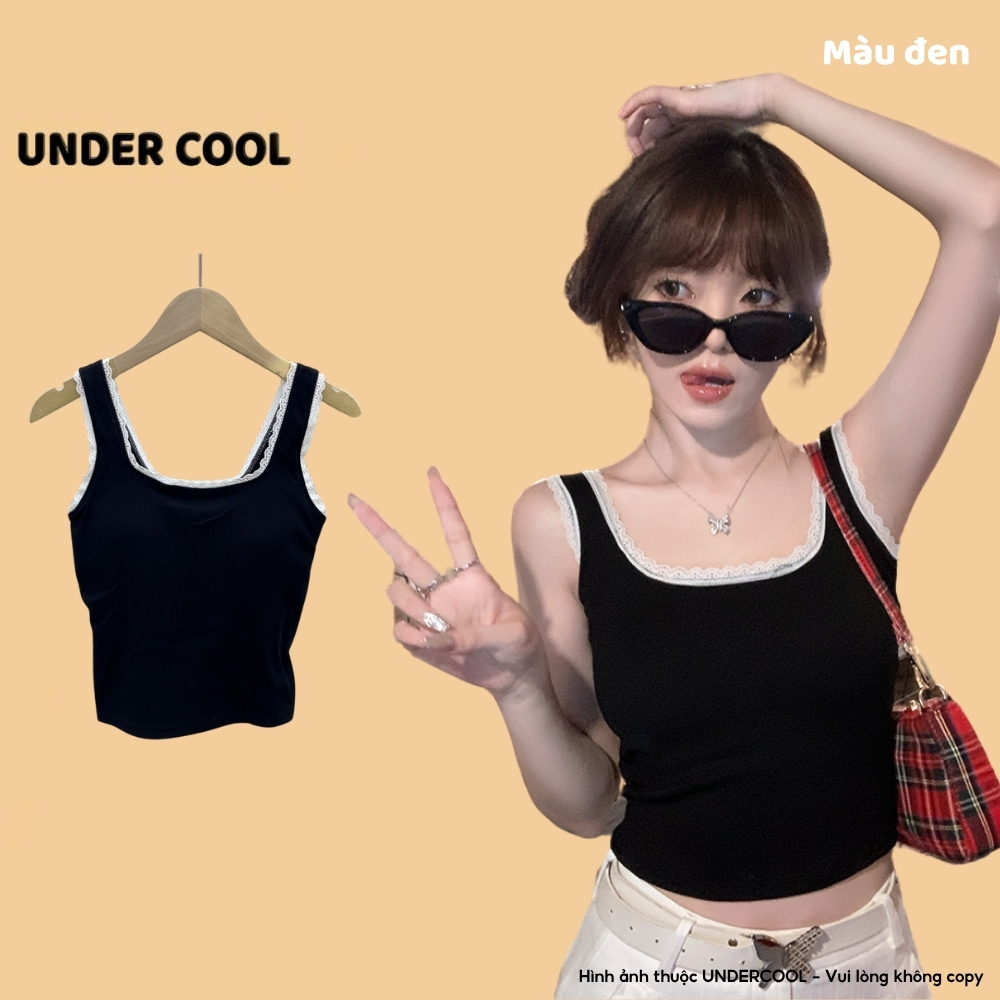 Áo 2 Dây Nữ Tanktop UNDERCOOL Thiết Kế Trẻ Trung Gợi Cảm Quấn Hút Dễ Phối Đồ Ren Viền Dáng Ngắn Thoáng Mát Co Giãn A2D35