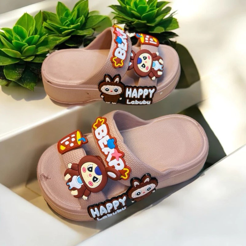 Dép bánh mì 2 quai đế cao 4 phân phối hình thỏ baby và thỏ labubu cho bé gái siêu nhẹ mềm êm chân