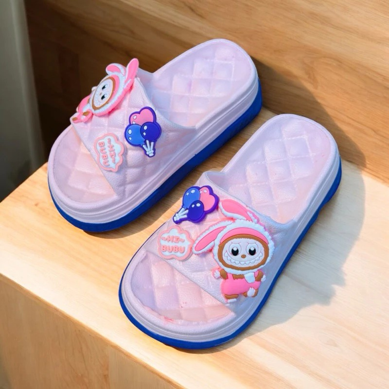 DÉP BÁNH MÌ CARO đế cao 4cm cho bé gái hình thỏ labubu siêu nhẹ êm chân cho bé