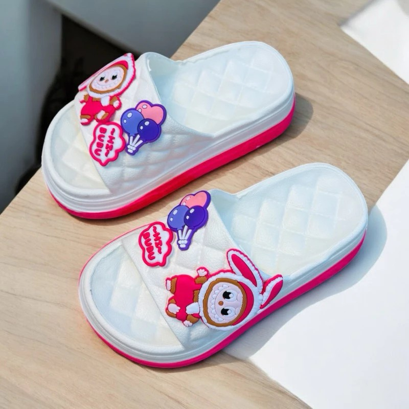 DÉP BÁNH MÌ CARO đế cao 4cm cho bé gái hình thỏ labubu siêu nhẹ êm chân cho bé