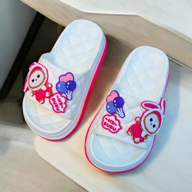DÉP BÁNH MÌ CARO đế cao 4cm cho bé gái hình thỏ labubu siêu nhẹ êm chân cho bé