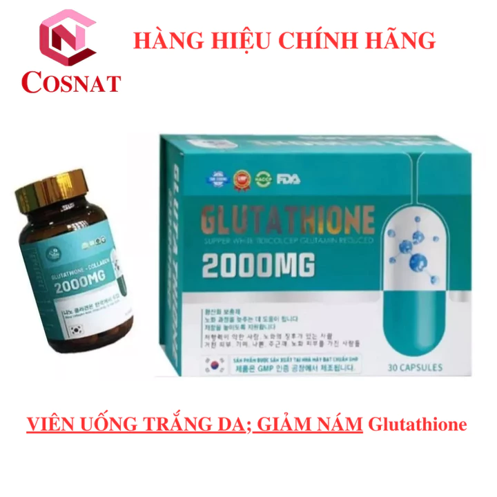 Viên Uống Trắng Da Mờ Nám GLUTATHIONE 2000 - Viên Uống COLLAGEN Trắng Toàn Thân Giảm Nám Mờ Nếp Nhăn
