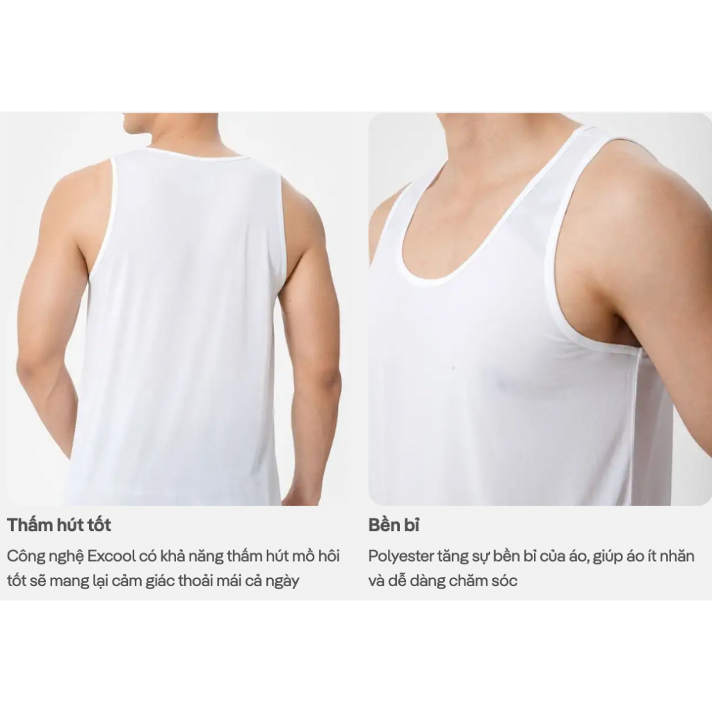 [MUA 2 GIẢM 5%]Áo Ba Lỗ Nam Mặc Trong Thoáng Khí, Excool Coolmate