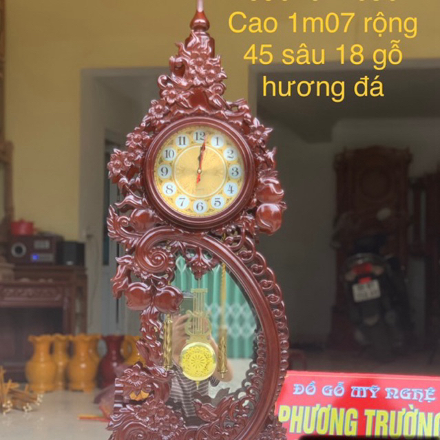 đồng hồ gỗ hương đá cao 1m17 rộng 45 sâu 16