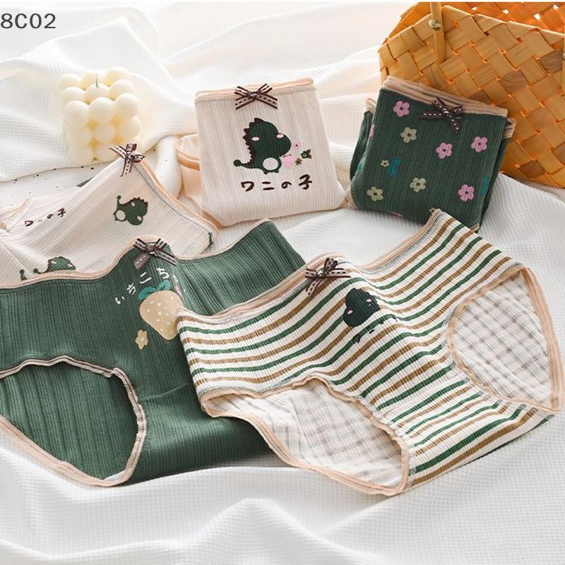Sét 10 Quần Lót Nữ Cotton tăm mềm cute , co giãn 4 chiều viền ren hàng cao cấp 051
