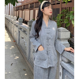 La Hán Nữ Vải LiNen Cao Cấp # Đồ Lam Đi Chùa