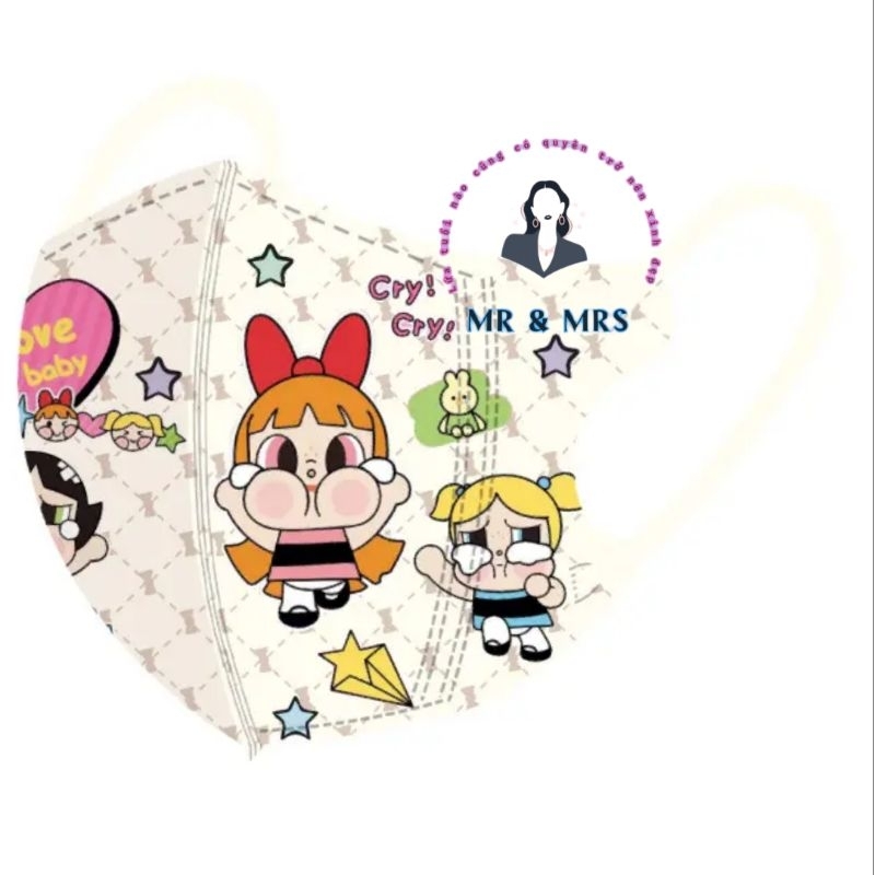 (Set 10c/60c) Khẩu Trang Hoạt Hình CRYBABY Cho Bé 4-12T