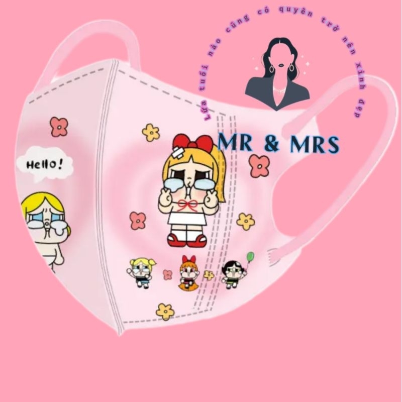(Set 10c/60c) Khẩu Trang Hoạt Hình CRYBABY Cho Bé 4-12T
