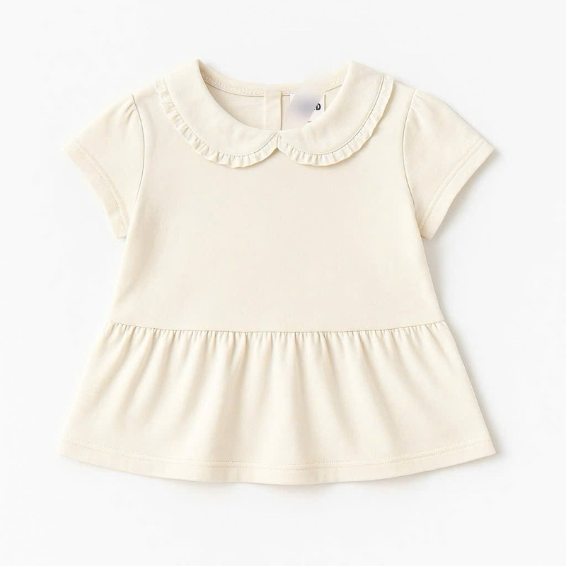 Áo bé gái xuất dư màu kem size nhí 3-9m (2-8kg) C1753 cotton mềm mát cho bé sơ sinh