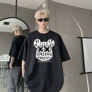 LOCAL BRAND Áo thun Wash Mặt Gấu Phong Cách Unisex Form Rộng / Áo thun Mặt Gấu Phông Màu Phong Cách Âu Mỹ