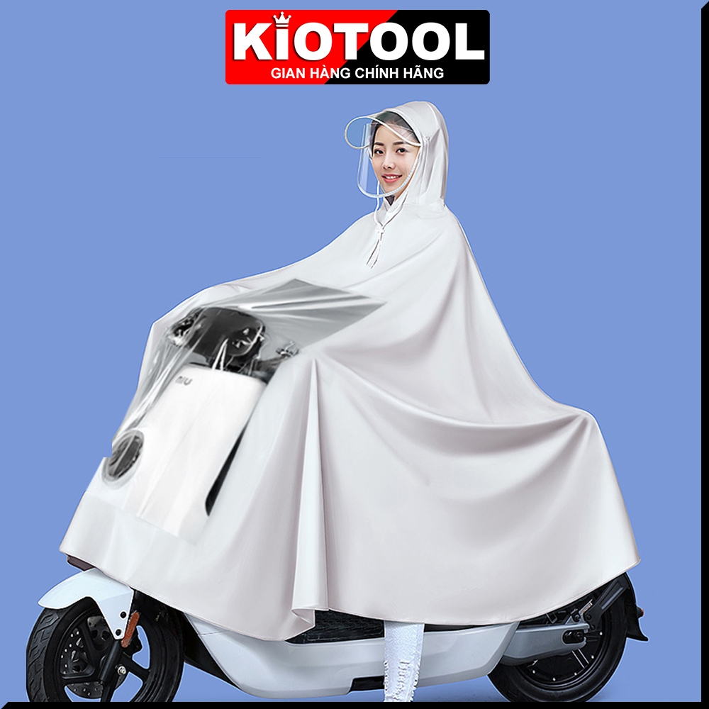 Áo mưa đi xe máy Kiotool che phủ toàn thân vành đôi chắn nước, dễ dàng sử dụng điện thoại