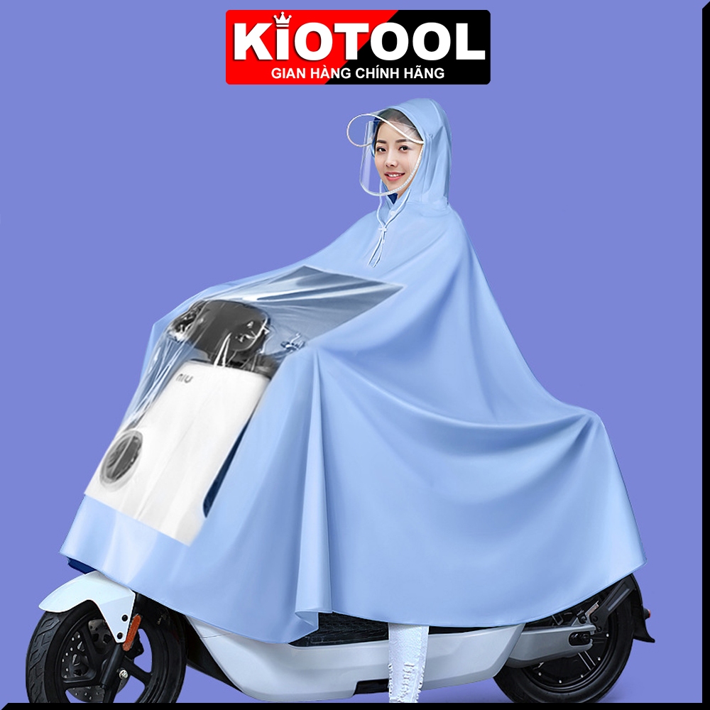 Áo mưa đi xe máy Kiotool che phủ toàn thân vành đôi chắn nước, dễ dàng sử dụng điện thoại