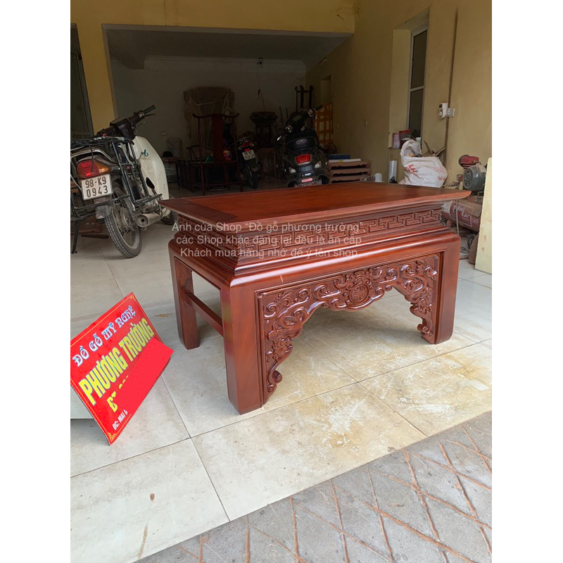 bàn cúng cơm gỗ gõ , hương đá ngang 87, 97, 1m07 sâu 61 cao 59cm