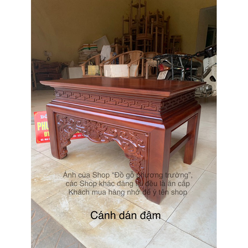 bàn cúng cơm gỗ gõ , hương đá ngang 87, 97, 1m07 sâu 61 cao 59cm