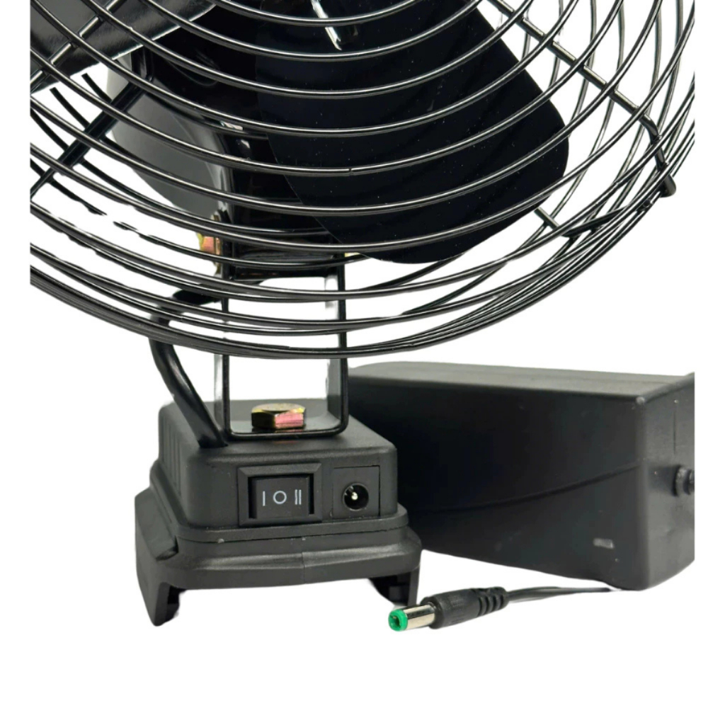 Combo Bộ Quạt 8inch Dùng Pin Hoặc Điện, 2 Tốc Độ Gió Có Nguồn DC Kèm Pin 30Cell Chân Pin Phổ Thông