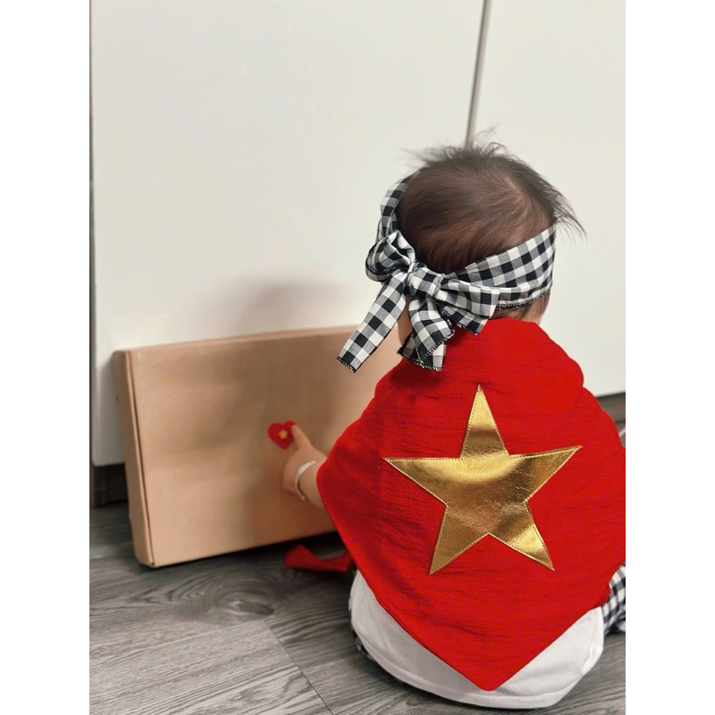 Khăn cờ đỏ sao vàng, khăn cờ tổ quốc, Khăn cờ Việt Nam. (04) ngôi sao nhũ (baby free,size 100cm)trẻ em.