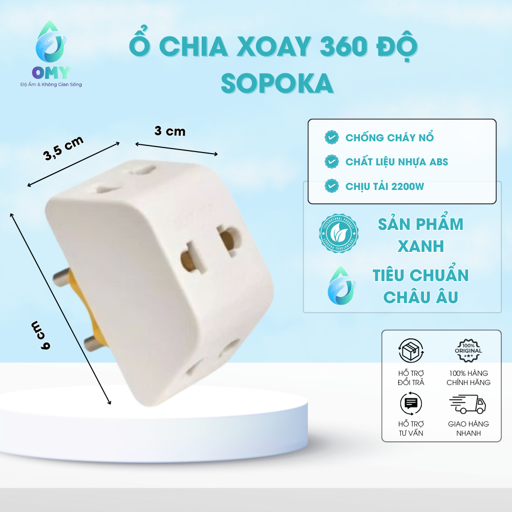 Ổ Chia Xoay 360 độ Sopoka Chất Liệu Nhựa ABS Chống Cháy Nổ