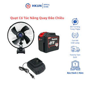 Combo Bộ Quạt 8inch Có Túc Lăng Đảo Chiều, 2 Cấp Độ Gió Kèm Pin 20Cell Chân Pin Phổ Thông